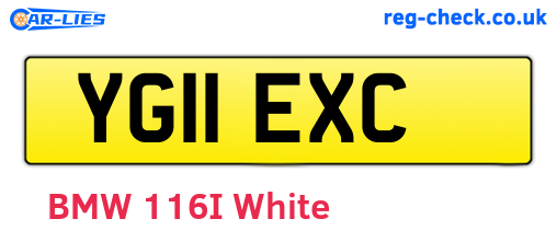 YG11EXC are the vehicle registration plates.