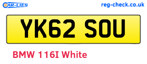 YK62SOU are the vehicle registration plates.