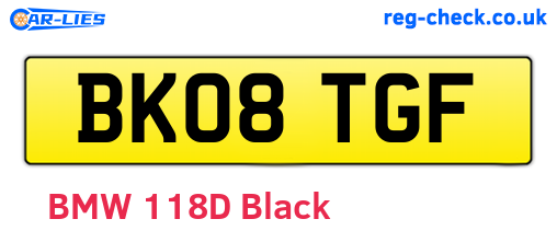 BK08TGF are the vehicle registration plates.