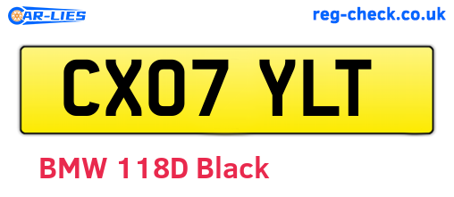 CX07YLT are the vehicle registration plates.