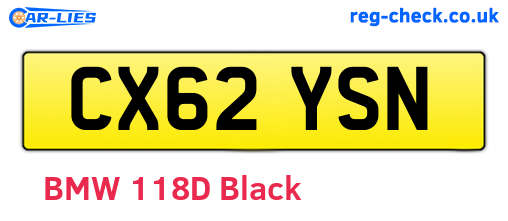 CX62YSN are the vehicle registration plates.