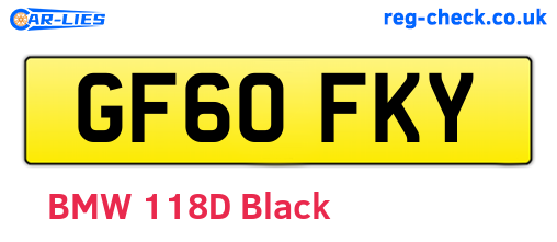 GF60FKY are the vehicle registration plates.