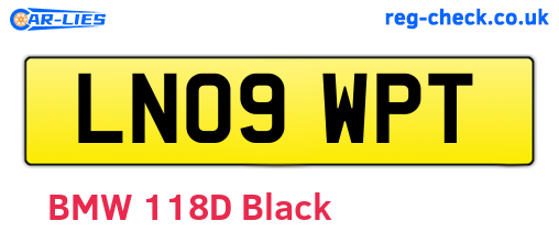 LN09WPT are the vehicle registration plates.