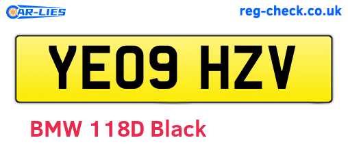 YE09HZV are the vehicle registration plates.