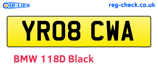YR08CWA are the vehicle registration plates.