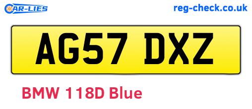 AG57DXZ are the vehicle registration plates.