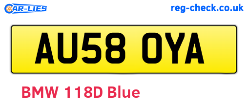 AU58OYA are the vehicle registration plates.