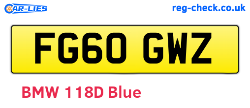 FG60GWZ are the vehicle registration plates.