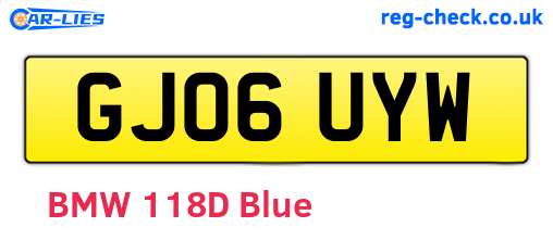 GJ06UYW are the vehicle registration plates.