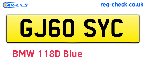 GJ60SYC are the vehicle registration plates.