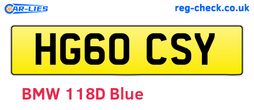 HG60CSY are the vehicle registration plates.