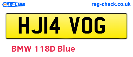 HJ14VOG are the vehicle registration plates.