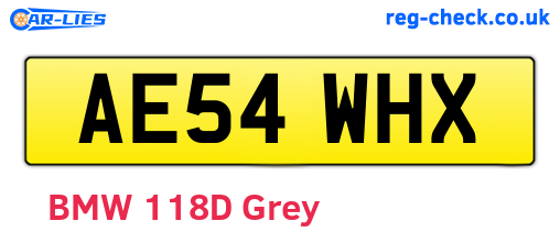 AE54WHX are the vehicle registration plates.