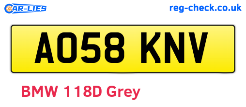 AO58KNV are the vehicle registration plates.
