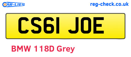 CS61JOE are the vehicle registration plates.