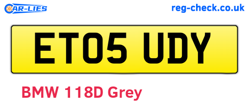 ET05UDY are the vehicle registration plates.