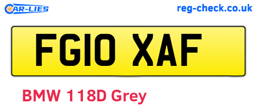 FG10XAF are the vehicle registration plates.