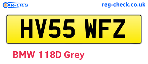HV55WFZ are the vehicle registration plates.