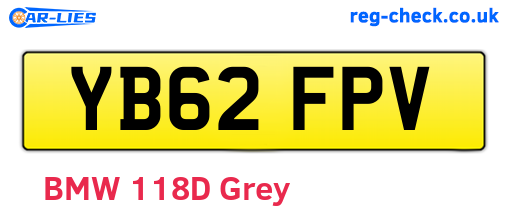 YB62FPV are the vehicle registration plates.