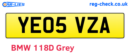 YE05VZA are the vehicle registration plates.