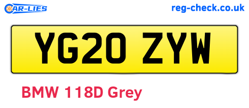 YG20ZYW are the vehicle registration plates.