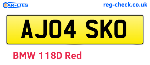 AJ04SKO are the vehicle registration plates.
