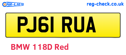 PJ61RUA are the vehicle registration plates.