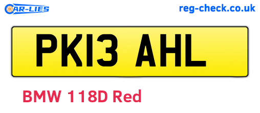 PK13AHL are the vehicle registration plates.