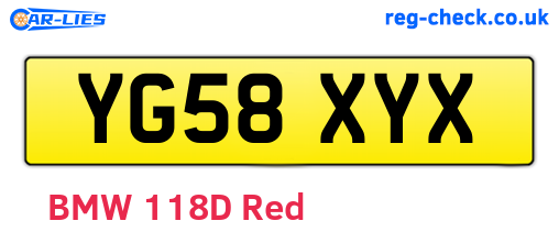 YG58XYX are the vehicle registration plates.