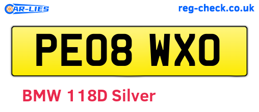PE08WXO are the vehicle registration plates.
