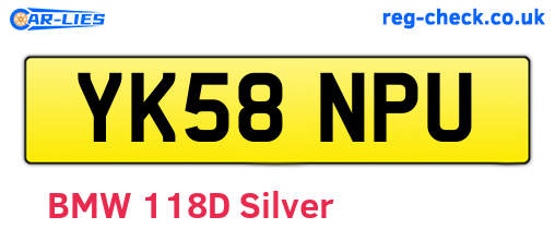 YK58NPU are the vehicle registration plates.