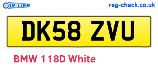 DK58ZVU are the vehicle registration plates.