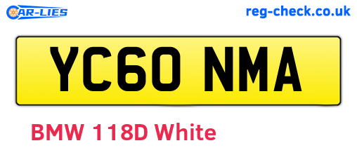 YC60NMA are the vehicle registration plates.