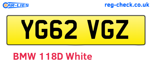 YG62VGZ are the vehicle registration plates.