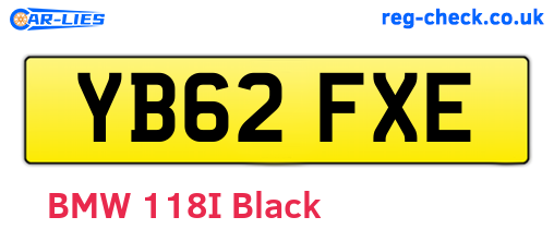 YB62FXE are the vehicle registration plates.