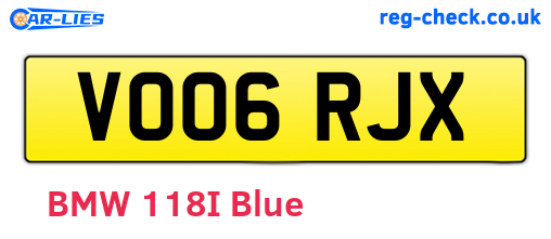 VO06RJX are the vehicle registration plates.