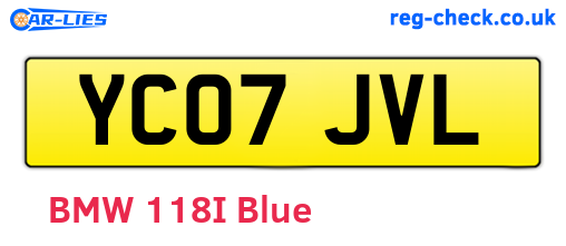 YC07JVL are the vehicle registration plates.