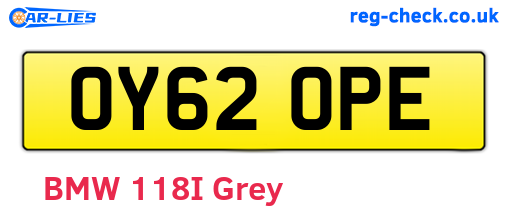 OY62OPE are the vehicle registration plates.