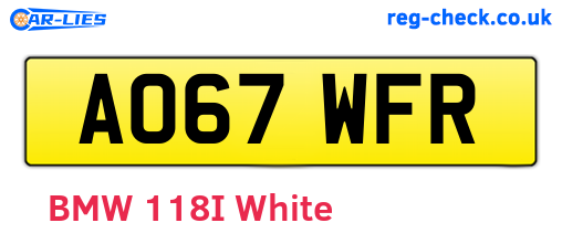 AO67WFR are the vehicle registration plates.