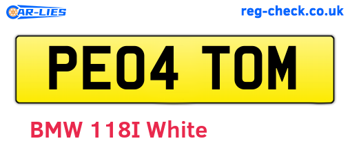 PE04TOM are the vehicle registration plates.