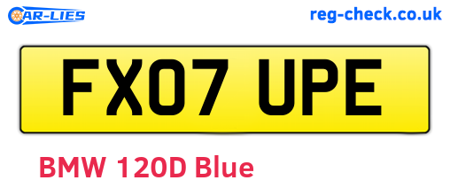 FX07UPE are the vehicle registration plates.