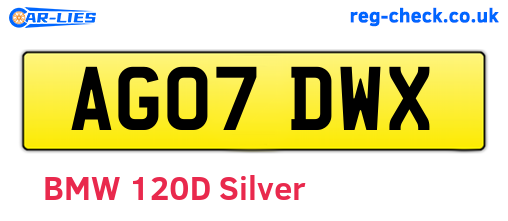 AG07DWX are the vehicle registration plates.