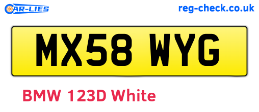 MX58WYG are the vehicle registration plates.