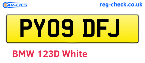 PY09DFJ are the vehicle registration plates.