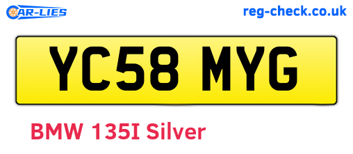 YC58MYG are the vehicle registration plates.