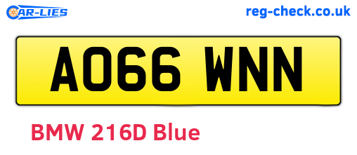 AO66WNN are the vehicle registration plates.