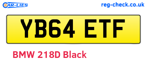 YB64ETF are the vehicle registration plates.
