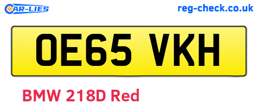 OE65VKH are the vehicle registration plates.