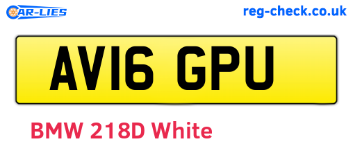 AV16GPU are the vehicle registration plates.