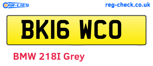 BK16WCO are the vehicle registration plates.